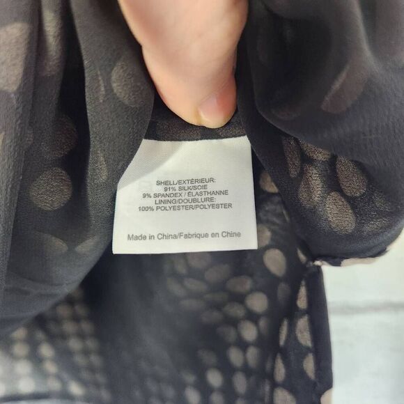 Tory Burch Womens Black Cream Polka Dot Silk Chiffon Tunic Blouse Size Small - Picture 7 of 14